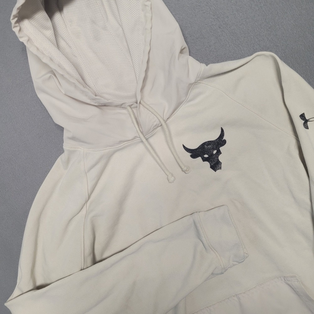 Under Armour Project Rock Mens Large Cream Snake Graphic Training Hoodie Large